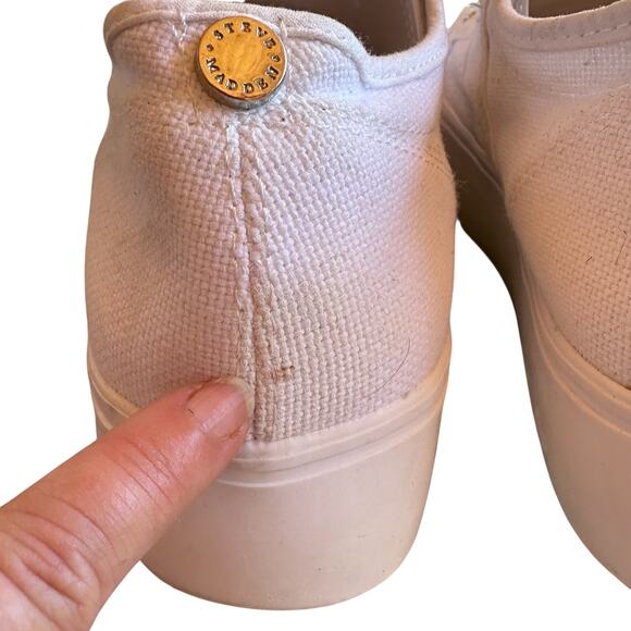 Steve Madden White Platform Sneaker SZ 8 Lace Up Chunky Y2K Streetwear Retro - Picture 9 of 9